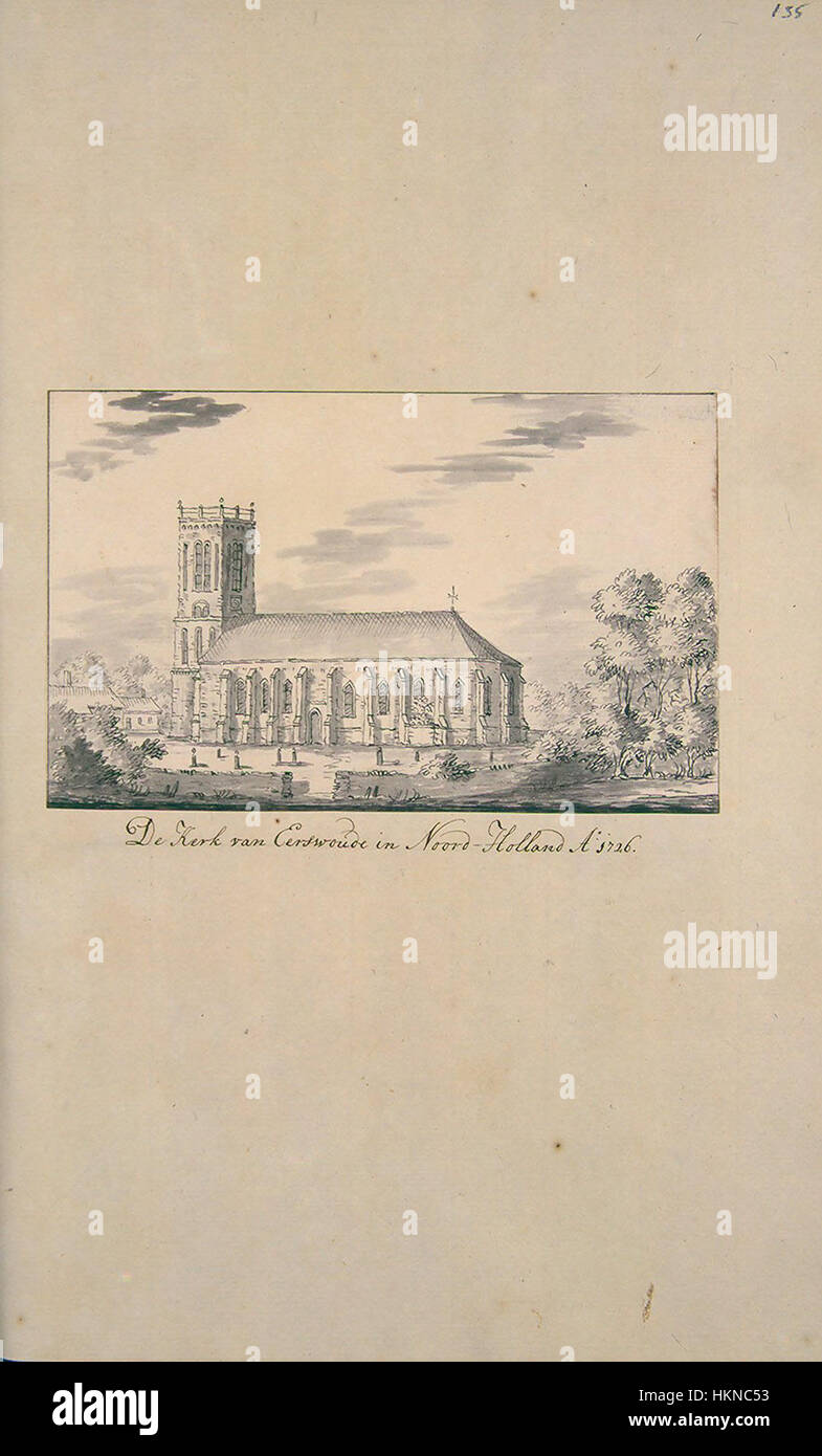 Questo dipinto di Atlas Schoemaker rappresenta Aartswoud, un villaggio nell'Olanda settentrionale, che enfatizza il paesaggio rurale e le caratteristiche architettoniche. Offre una visione storica della comunità e dell’ambiente della regione. Foto Stock