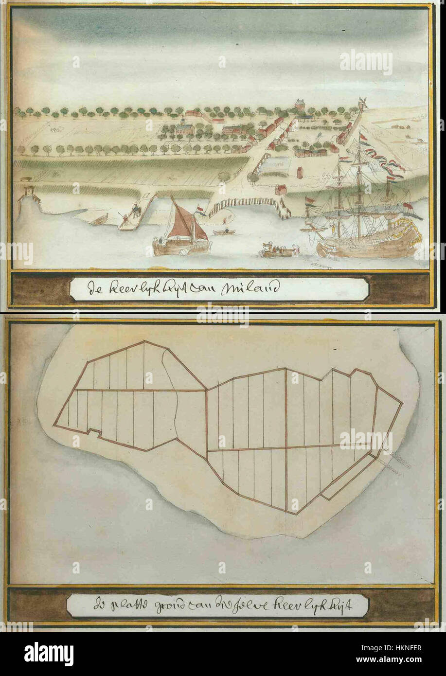 Il dipinto raffigura l'Atlas Schoemaker, una petroliera, nelle acque vicino alla Zelanda e al Nieuwland. L'opera d'arte cattura la nave in transito, mostrando la vita marittima e le rotte di navigazione nella regione, parte integrante delle attività commerciali ed economiche dei Paesi Bassi. Foto Stock