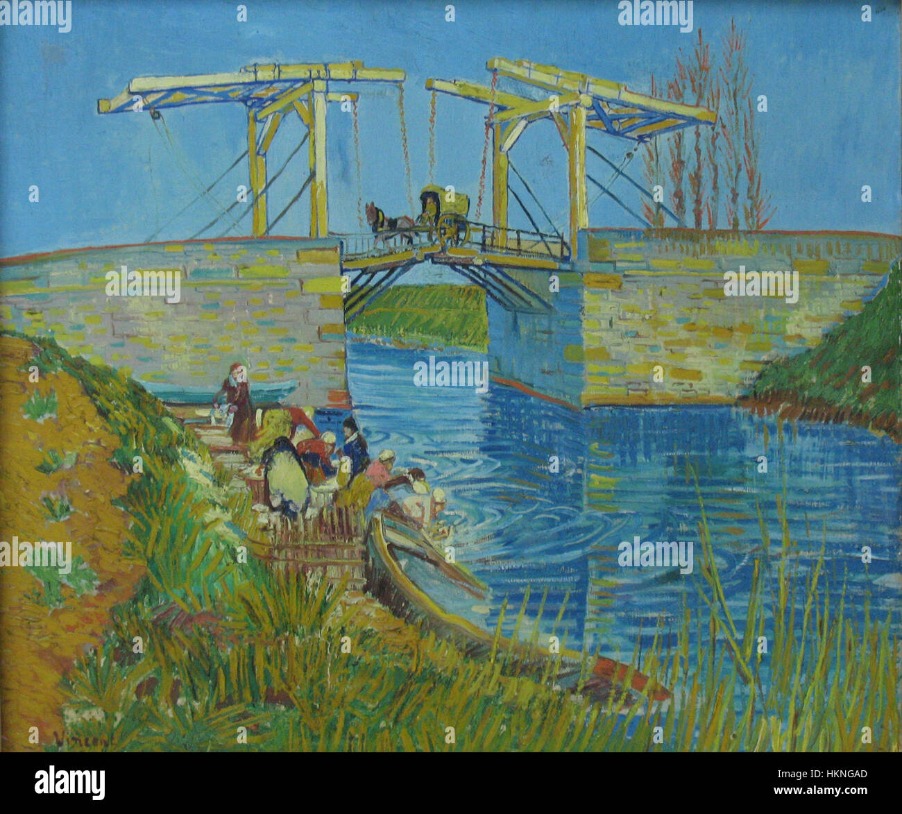 Il "Ponte di Arles, Pont de Langlois" di Vincent van Gogh del 1888 è un importante dipinto paesaggistico che cattura l'uso dinamico del colore e della consistenza, raffigurante il ponte panoramico nella città francese di Arles. Foto Stock