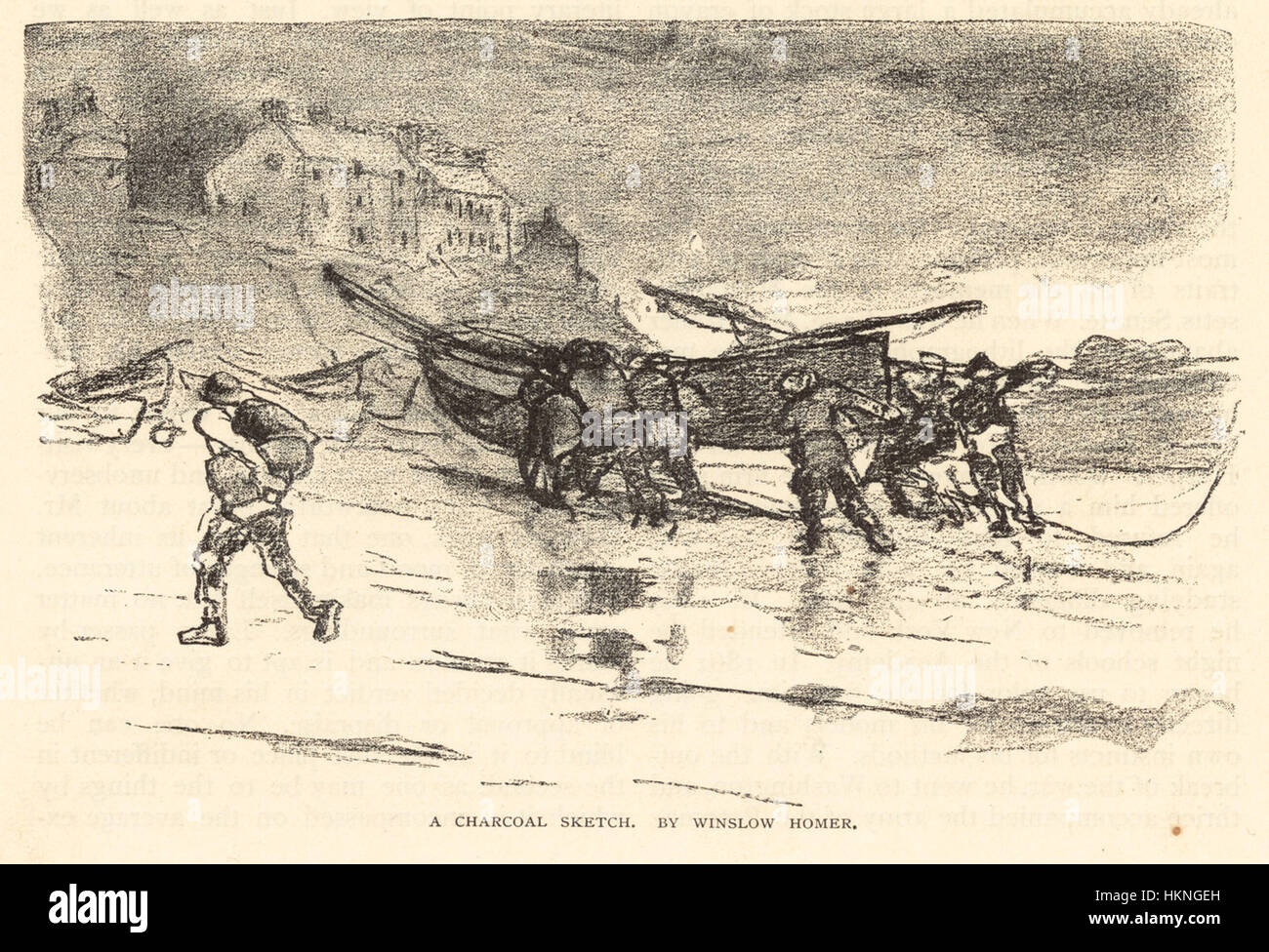 Uno schizzo a carboncino della Boston Public Library, che raffigura una scena o una figura storica. Lo schizzo riflette l'uso sapiente dell'artista del carbone di legna per creare opere d'arte dettagliate ed espressive, mostrando tecniche dei primi anni del XIX secolo. Foto Stock