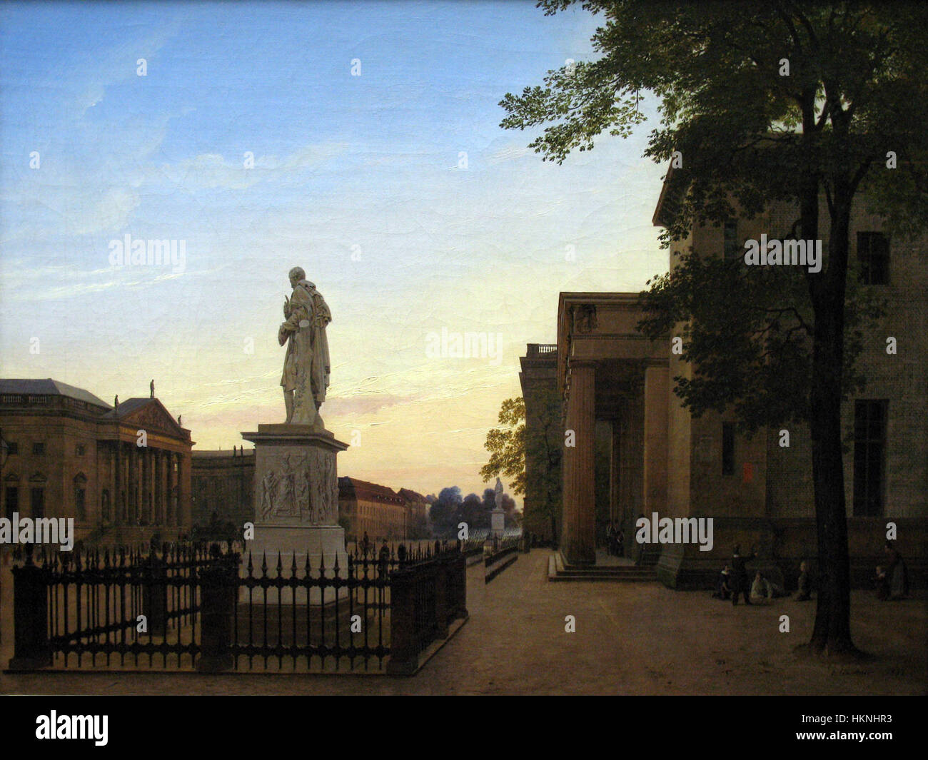 Questa immagine raffigura un dipinto del 1833 di Gaertner, che mostra il Neue Wache a Berlino. L'opera d'arte cattura l'iconico edificio neoclassico, simboleggiando la memoria storica e l'identità nazionale della Germania. Foto Stock