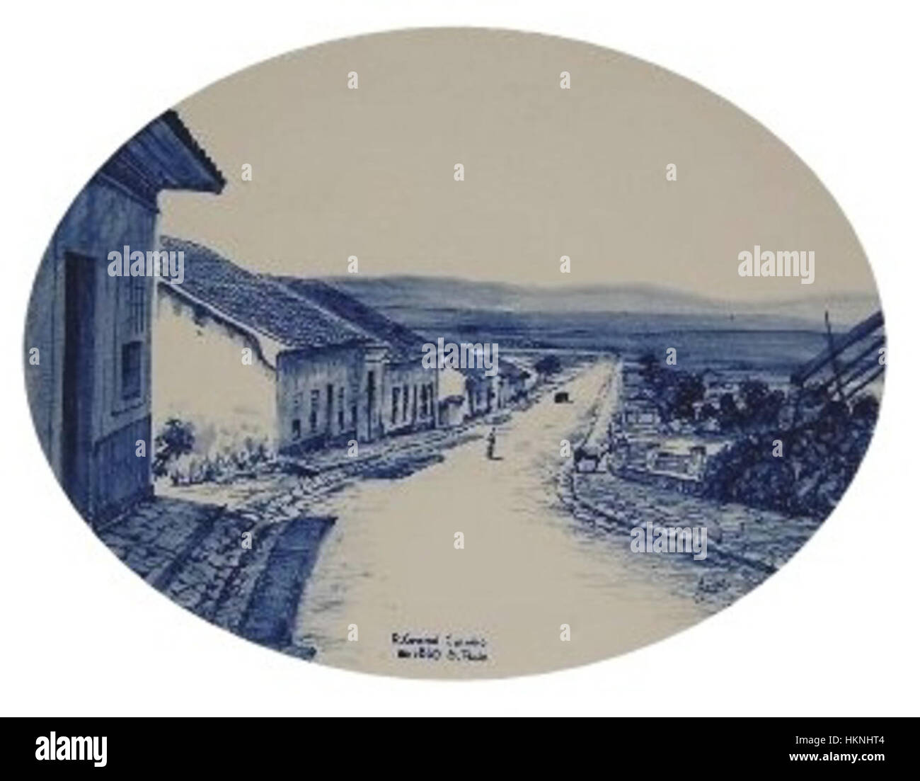 Un dipinto di Antonio Luiz Gagni raffigurante Rua General Carneiro, una strada storicamente significativa conosciuta per la sua attività urbana e il fascino architettonico. Le opere d'arte catturano l'essenza della vivace vita e dello sviluppo storico della città. Foto Stock