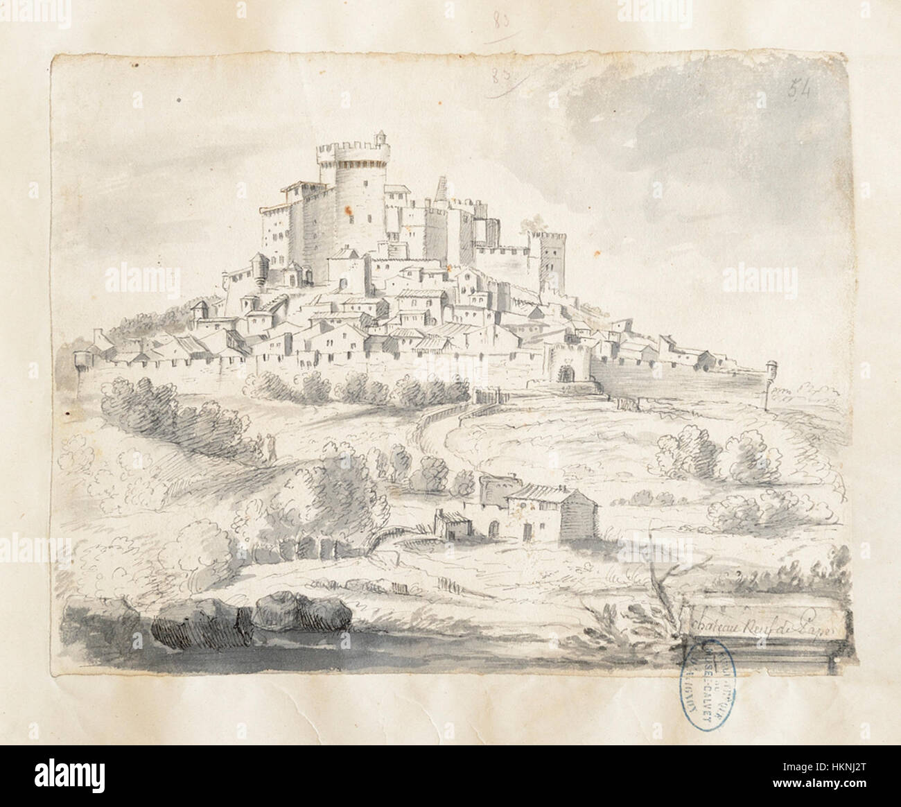 Il dipinto "album Laincel 85 Chateauneuf du Pape" riflette la ricca storia vinicola della regione. Châteauneuf-du-Pape è una rinomata regione vinicola della Francia, e il dipinto raffigura la bellezza naturale della zona e il legame con la viticoltura. Foto Stock