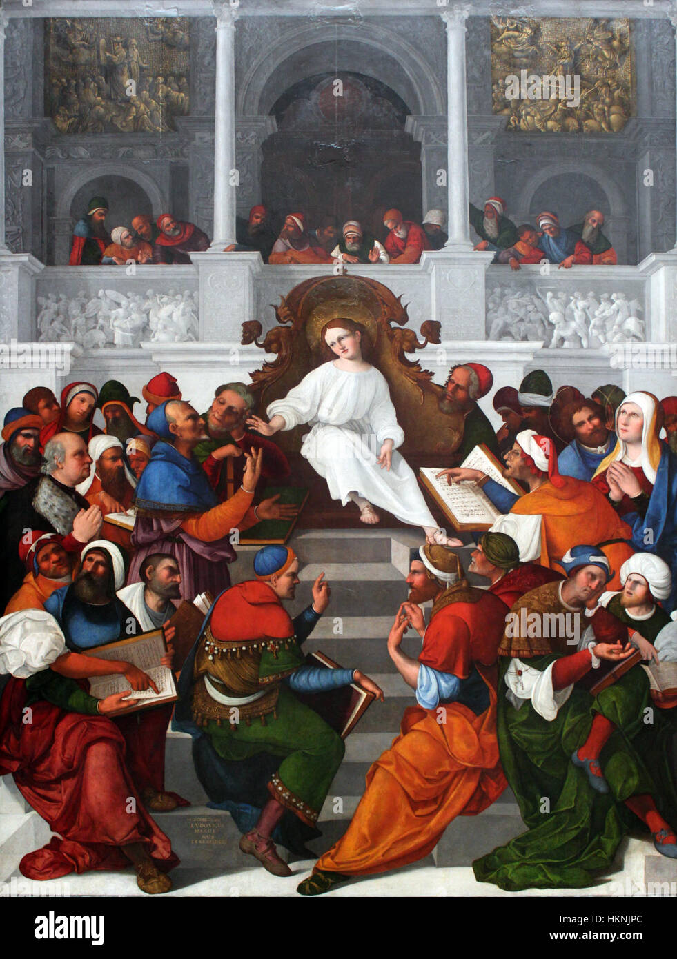 1524 Mazzolino di dodici anni di insegnamento di Gesù nel tempio anagoria Foto Stock