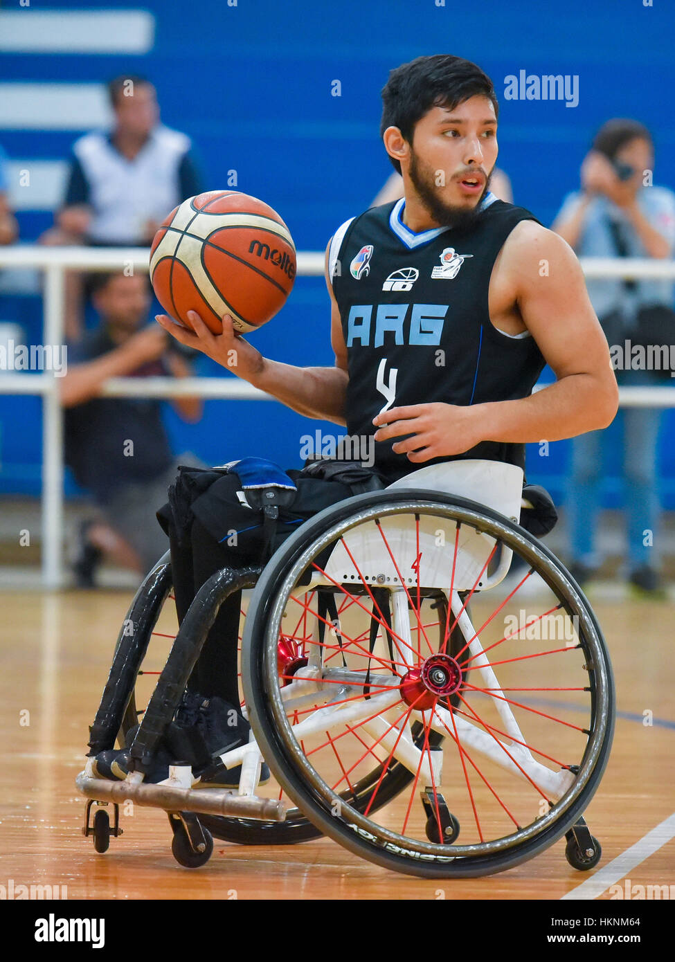 Buenos Aires, Argentina. 27 gen, 2017. Brasile - Argentina basket in carrozzella gioco durante le Americhe Championship 2017. Foto Stock