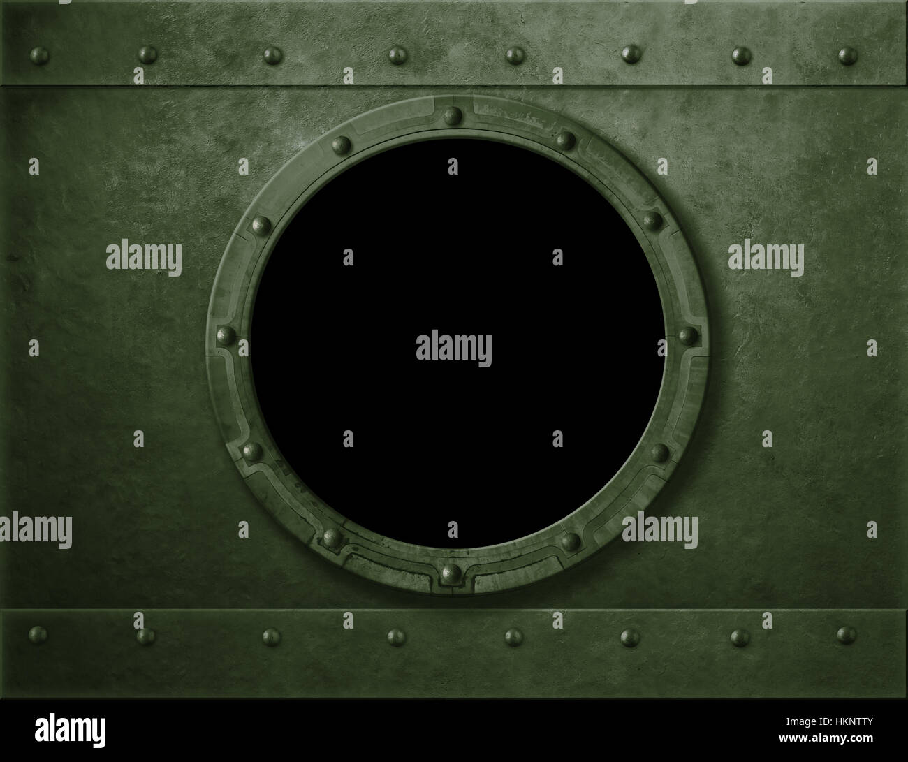 Il verde militare blindato di oblò o finestra di sfondo in metallo Foto Stock