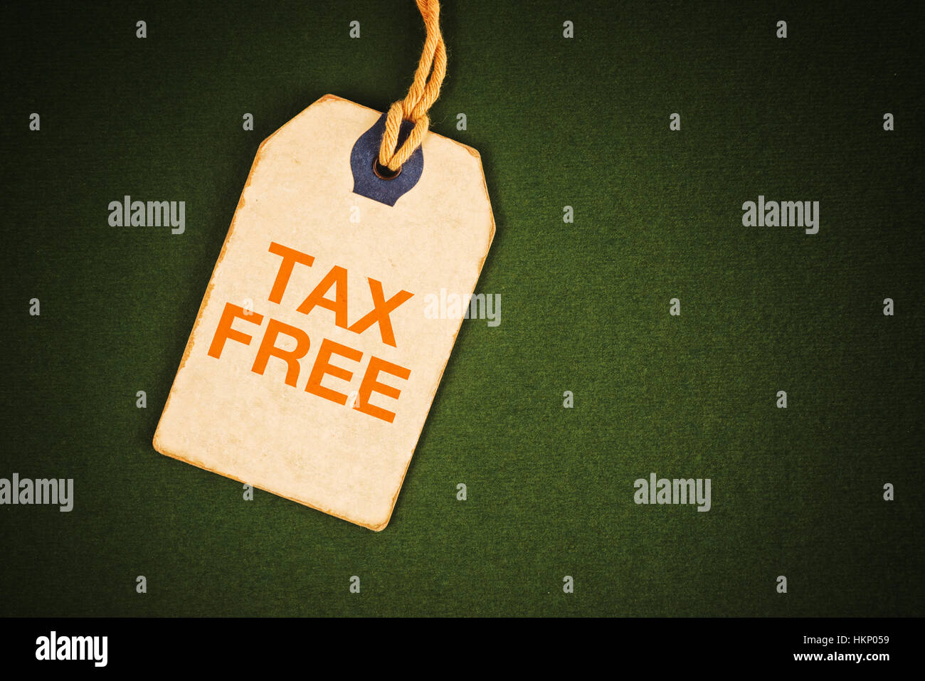 Tax Free tag con copia di sfondo spazio Foto Stock