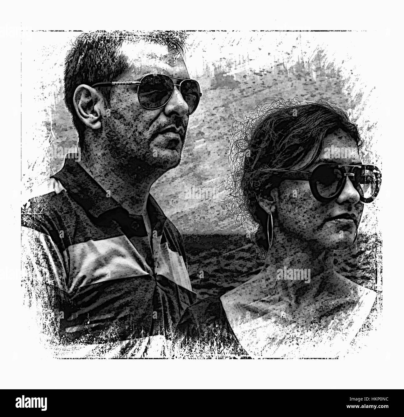 Schizzo di maschio femmina giovane Foto Stock