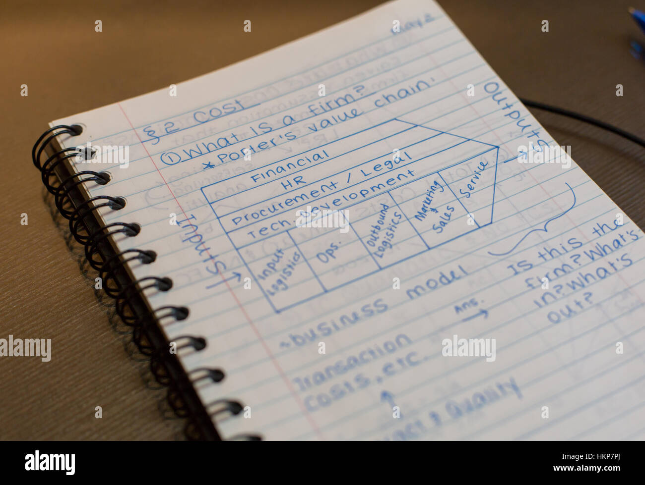 Studentessa tenendo note aziendali al collegio il fattorino della catena del valore Foto Stock