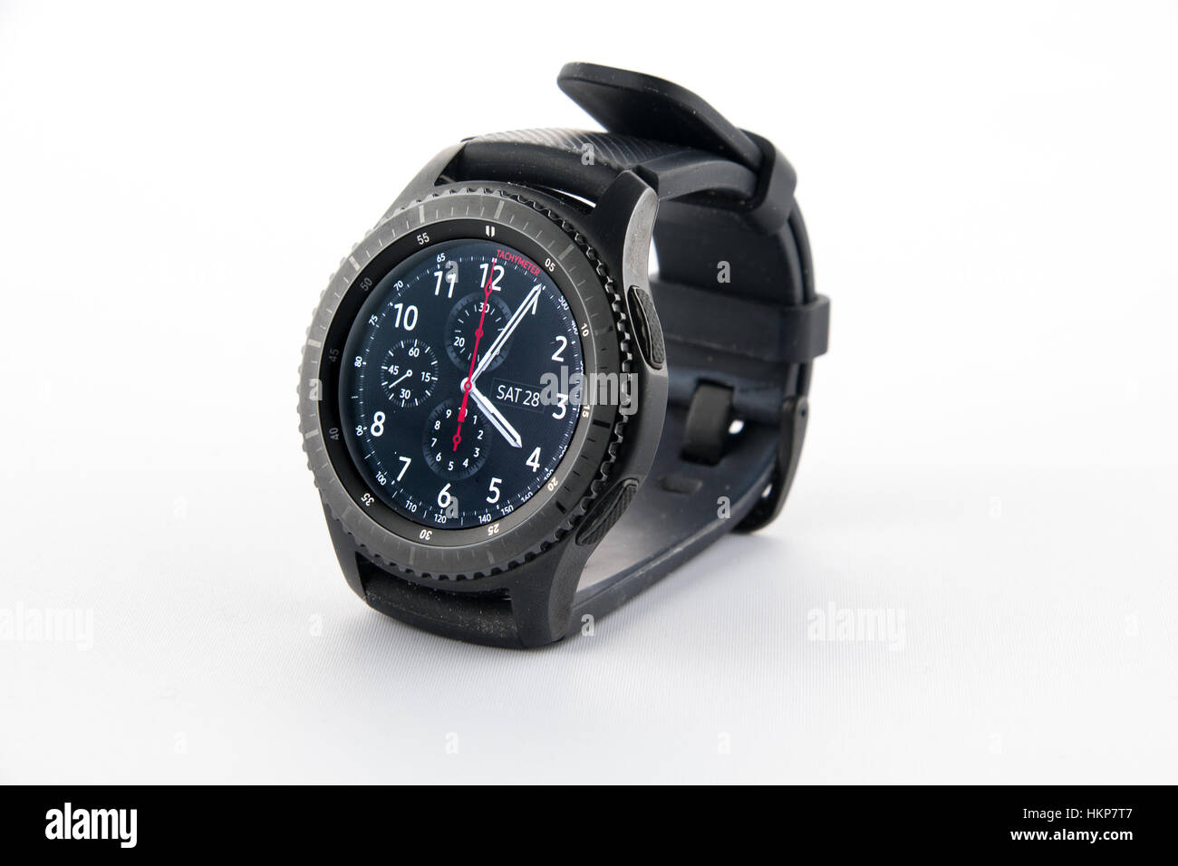 CHESTER, Regno Unito - 28 Gennaio 2017: Ingranaggio Samsung S3 smartwatch mostrato con una leggera angolazione Foto Stock