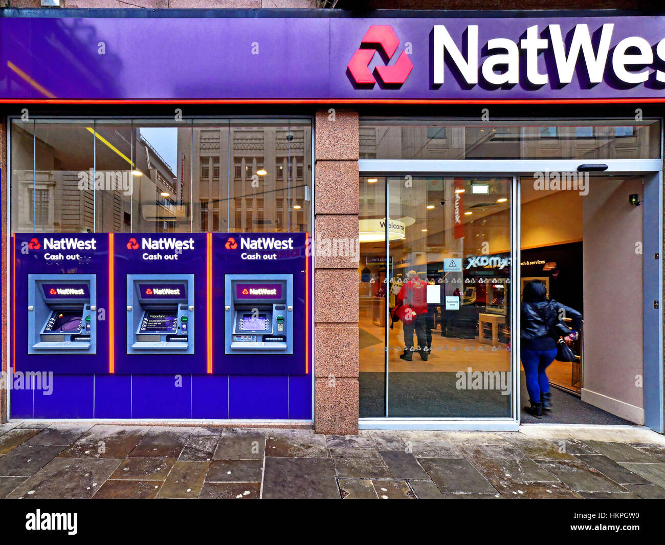 Natwest Bank bancomat northumberland st newcastle Foto Stock