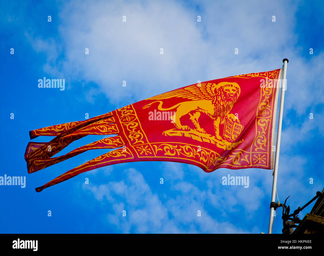 Bandiera con il leone di San Marco. Venezia, Italia. Foto Stock