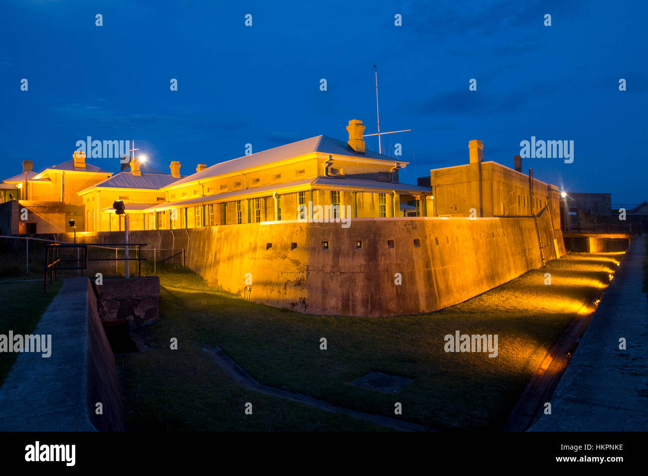 Fort Scratchley di notte Newcastle NSW Australia Foto Stock