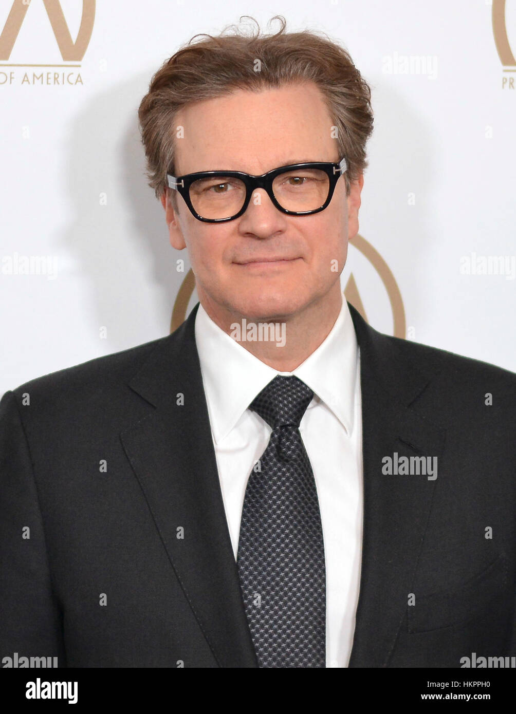 Colin Firth arriva al ventottesimo produttori annuale Guild Awards presso il Beverly Hilton Hotel di Beverly Hills, la California il 28 gennaio 2017. Foto Stock