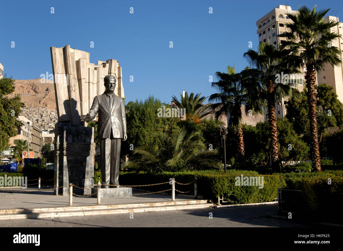 Hafez al Assad statua nel centro di Damasco, Siria Foto Stock