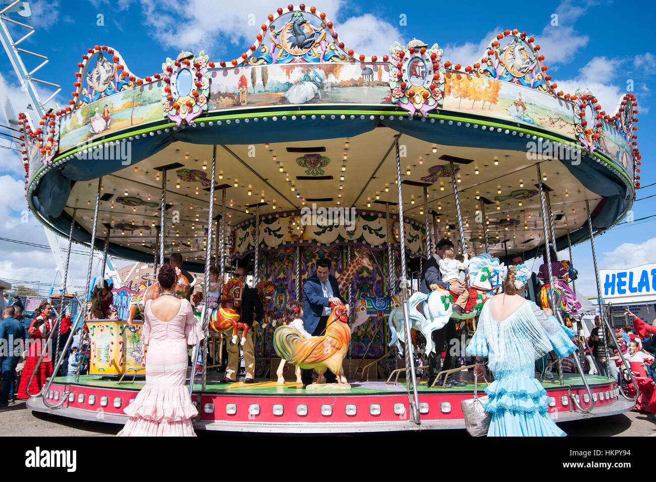 La fiera di Siviglia (ufficialmente Feria de abril de Sevilla, 'Seville fiera di aprile') è tenuto nella capitale andalusa di Siviglia. Foto Stock