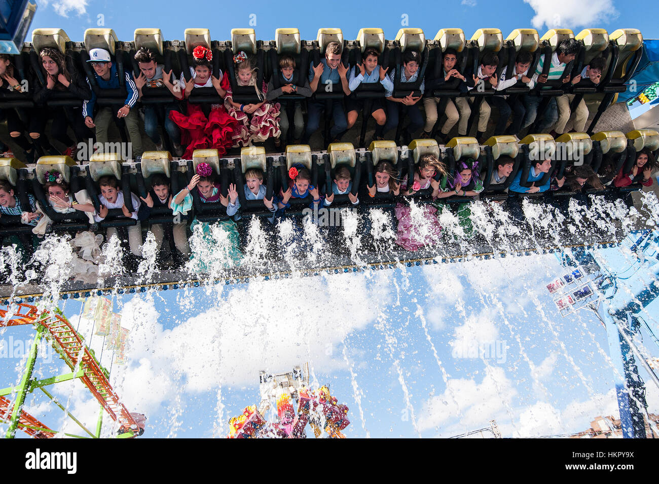 La fiera di Siviglia (ufficialmente Feria de abril de Sevilla, 'Seville fiera di aprile') è tenuto nella capitale andalusa di Siviglia. Foto Stock