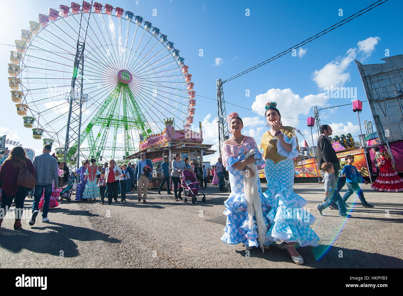 La fiera di Siviglia (ufficialmente Feria de abril de Sevilla, 'Seville fiera di aprile') è tenuto nella capitale andalusa di Siviglia. Foto Stock