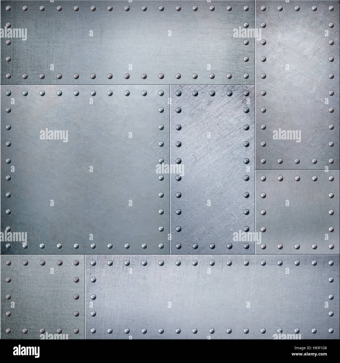 Piastre di metallo con rivetti vapore background punk o texture Foto Stock