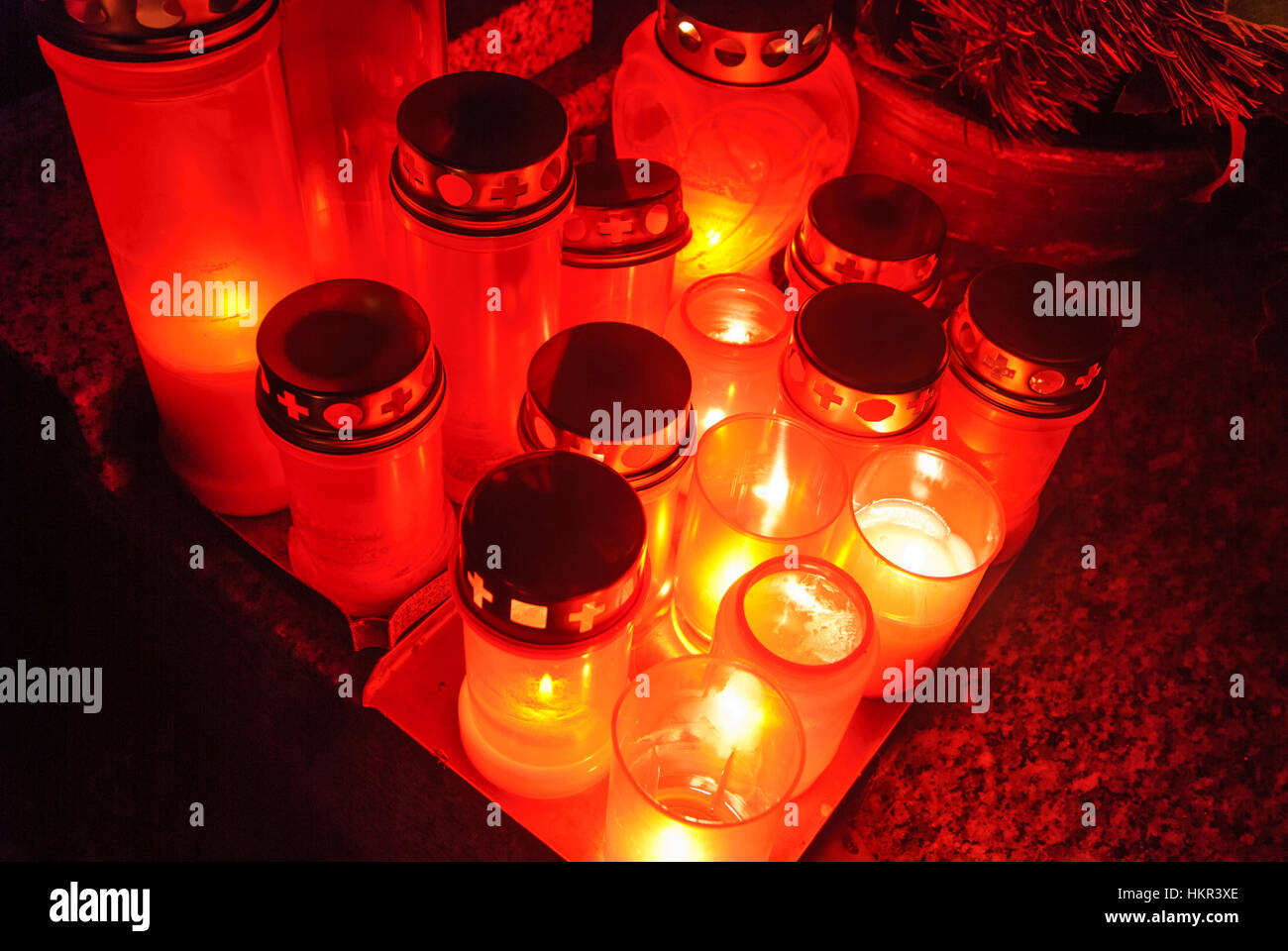 Leutschach an der Weinstrasse: Grave luci per tutti i Santi anime " giorno sul cimitero, Südwest-Steiermark, Steiermark, Stiria, Austria Foto Stock