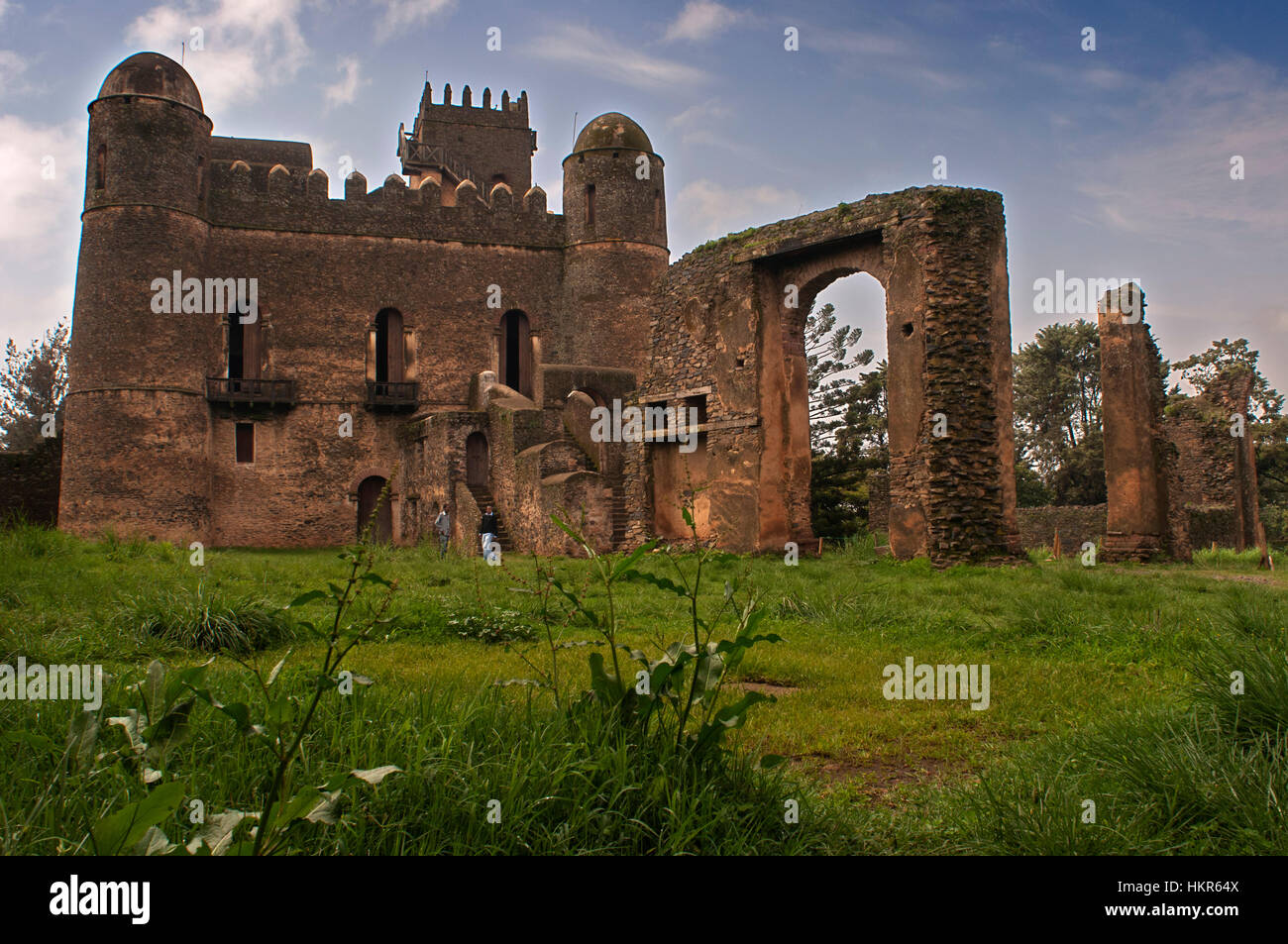 Royal Enclosure castello e altri monumenti storici Gondar, Etiopia. Castello di fasilidas. La maggior parte degli spagnoli conoscere poco Etiopia. In hea Foto Stock