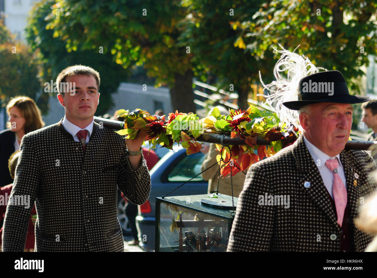 Spitz an der Donau: corteo per il giorno del Ringraziamento, Wachau, Niederösterreich, Austria Inferiore, Austria Foto Stock