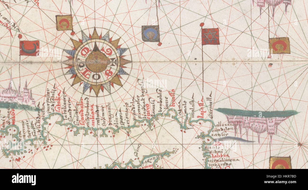 Mar Nero e Mediterraneo orientale. HM 33. Joan Martines, Portolan Atlas (Italia, ca. 1578).L Foto Stock