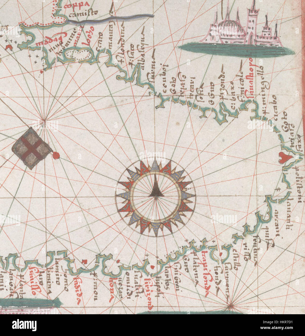 Mar Nero e Mediterraneo orientale. HM 33. Joan Martines, Portolan Atlas (Italia, ca. 1578).C Foto Stock