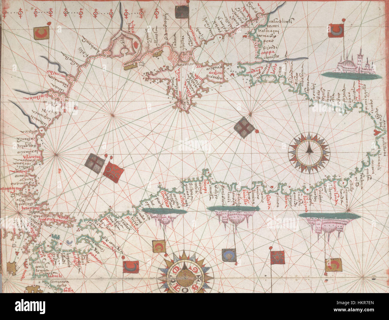 Mar Nero e Mediterraneo orientale. HM 33. Joan Martines, Portolan Atlas (Italia, ca. 1578).K Foto Stock