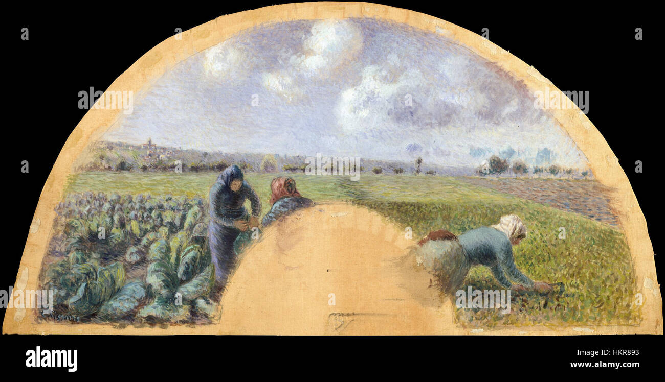 Il dipinto del 1878 di Camille Pissarro, "i raccoglitori di cavoli", raffigura la vita rurale e il lavoro agricolo, catturando il lavoro quotidiano dei contadini durante la fine del XIX secolo con caratteristiche tecniche impressioniste. Foto Stock
