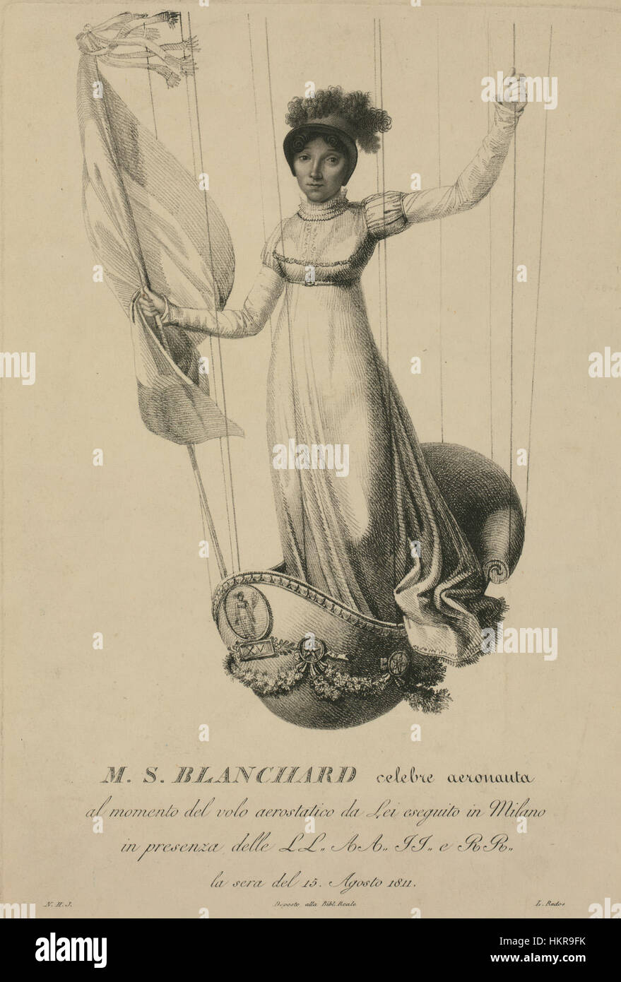 Blanchard Balloon è stato un pallone aerostatico progettato da Jean-Pierre Blanchard nel XVIII secolo. L'opera d'arte mostra questa forma pionieristica di aviazione, mettendo in evidenza l'ingegnosità e l'innovazione del volo in mongolfiera nella sua infanzia. Il pallone di Blanchard rappresenta le prime fasi del volo umano e dell'esplorazione dei cieli. Foto Stock