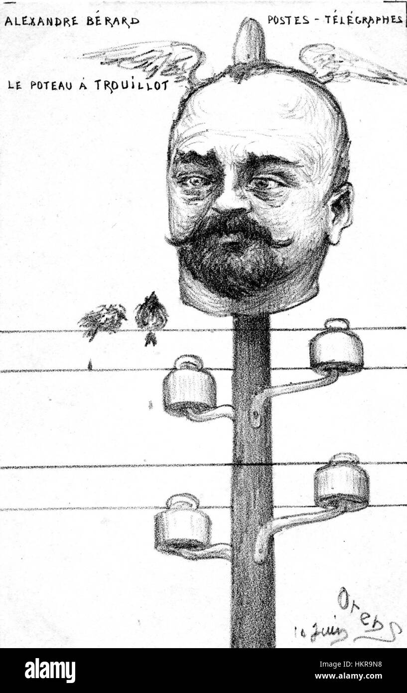 Questa caricatura, intitolata "Poteau", è un esempio di ritrattistica umoristica. L'artista usa caratteristiche esagerate per creare una rappresentazione giocosa ma perspicace del soggetto, uno stile popolare nel XVIII e XIX secolo. Foto Stock