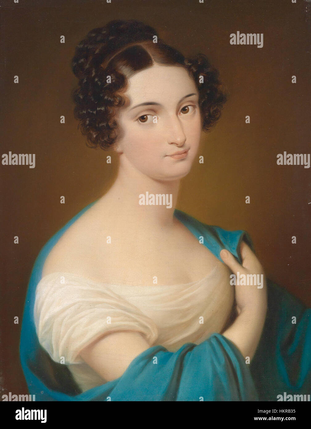 Ritratto di Carl von Saar, intitolato Bildnis Despina Nitto. Questo lavoro cattura la somiglianza e l'essenza del soggetto in stile ritrattista classico, dimostrando l'abilità di Saar nel ritrarre espressioni facciali dettagliate e carattere. Foto Stock