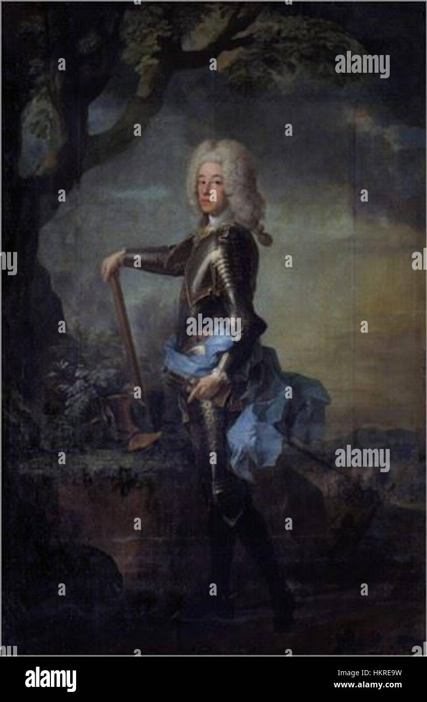 Un ritratto di Carlo Alberto, Elettore di Baviera, è un esempio di ritrattistica reale del XVIII secolo. Questo dipinto raffigura Carlo Alberto, che in seguito divenne imperatore del Sacro Romano Impero, evidenziando il suo ruolo nella storia europea e la sua importanza nella successione bavarese. Foto Stock