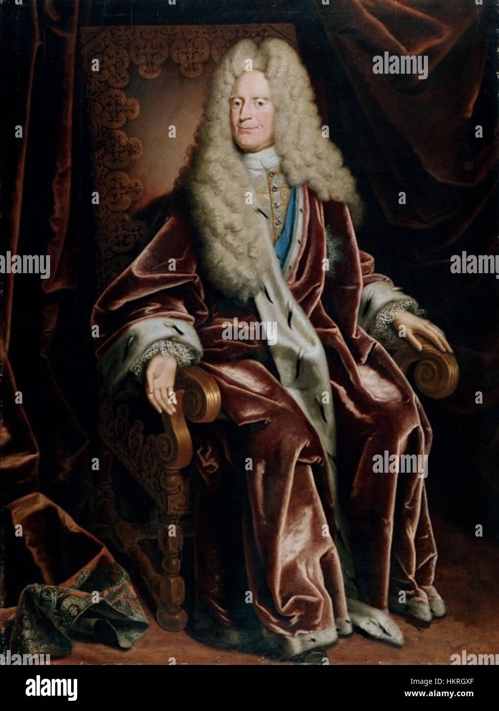 Questo ritratto di Herzog Anton Ulrich von Braunschweig, creato da Christoph Bernhard Francke, cattura l'aspetto dignitoso del duca di Braunschweig, che governò durante il XVII secolo. L'opera riflette la nobiltà e la regalità del soggetto. Foto Stock