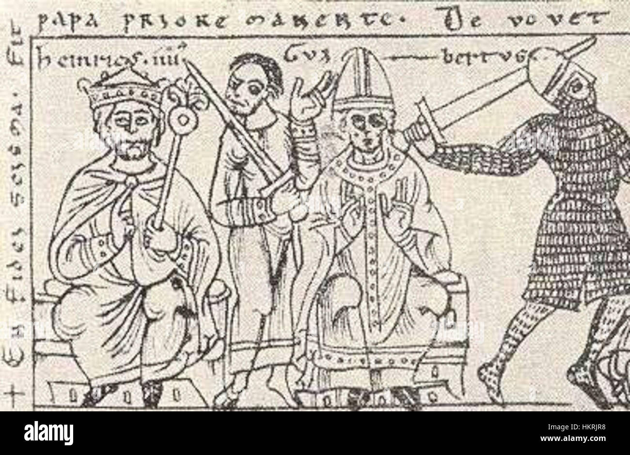 Clemente III, noto come antipapa alla fine dell'XI secolo, è ritratto in questo dipinto storico. Il suo breve regno e il suo ruolo nel papato medievale rimangono una parte significativa della storia della chiesa. Foto Stock