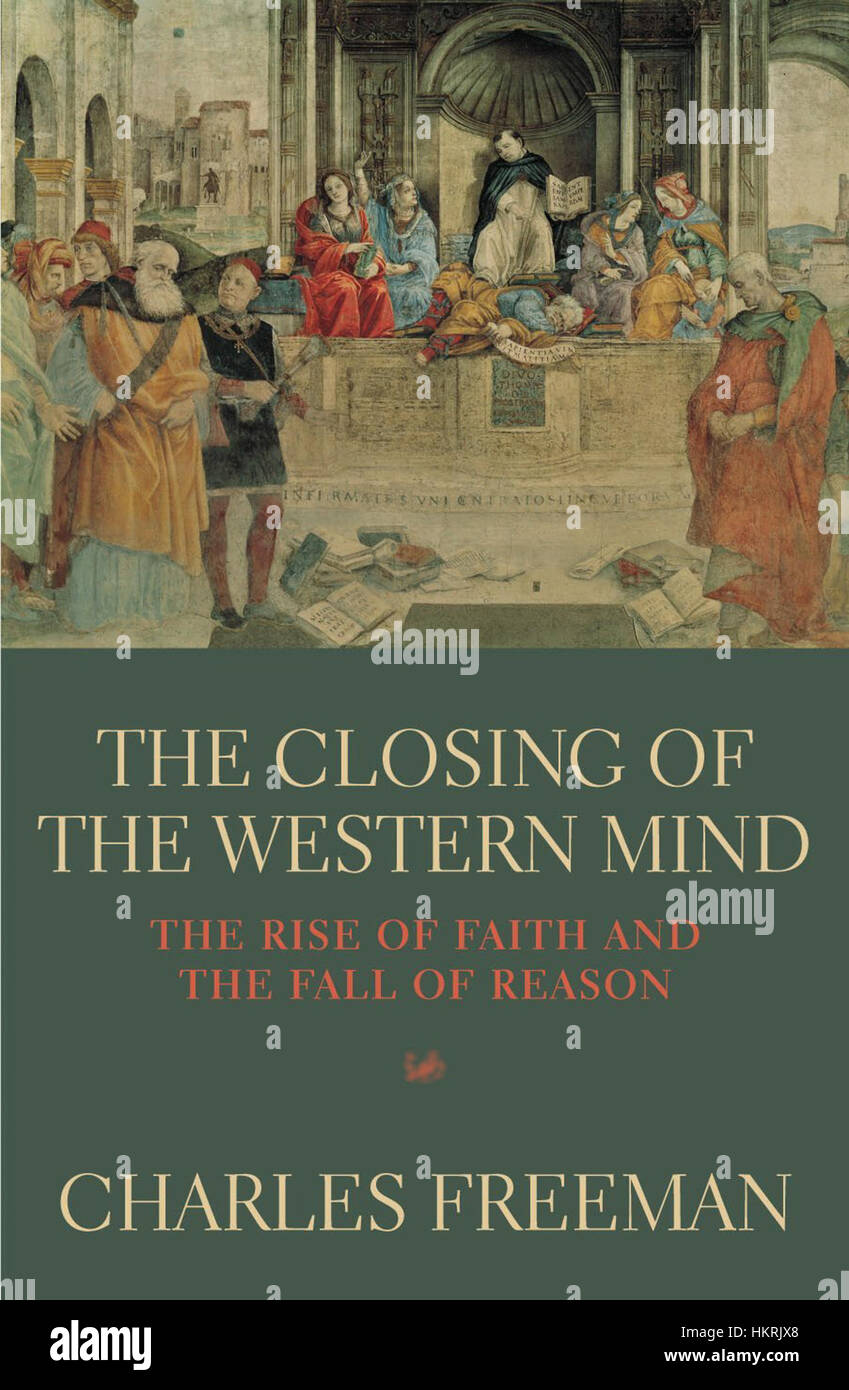 "Closing Western Mind" è un'opera d'arte che riflette su temi legati allo spostamento dei valori culturali e al declino del pensiero occidentale tradizionale. Esplora le complessità dell'era moderna e l'impatto della filosofia contemporanea sulle società occidentali. Foto Stock