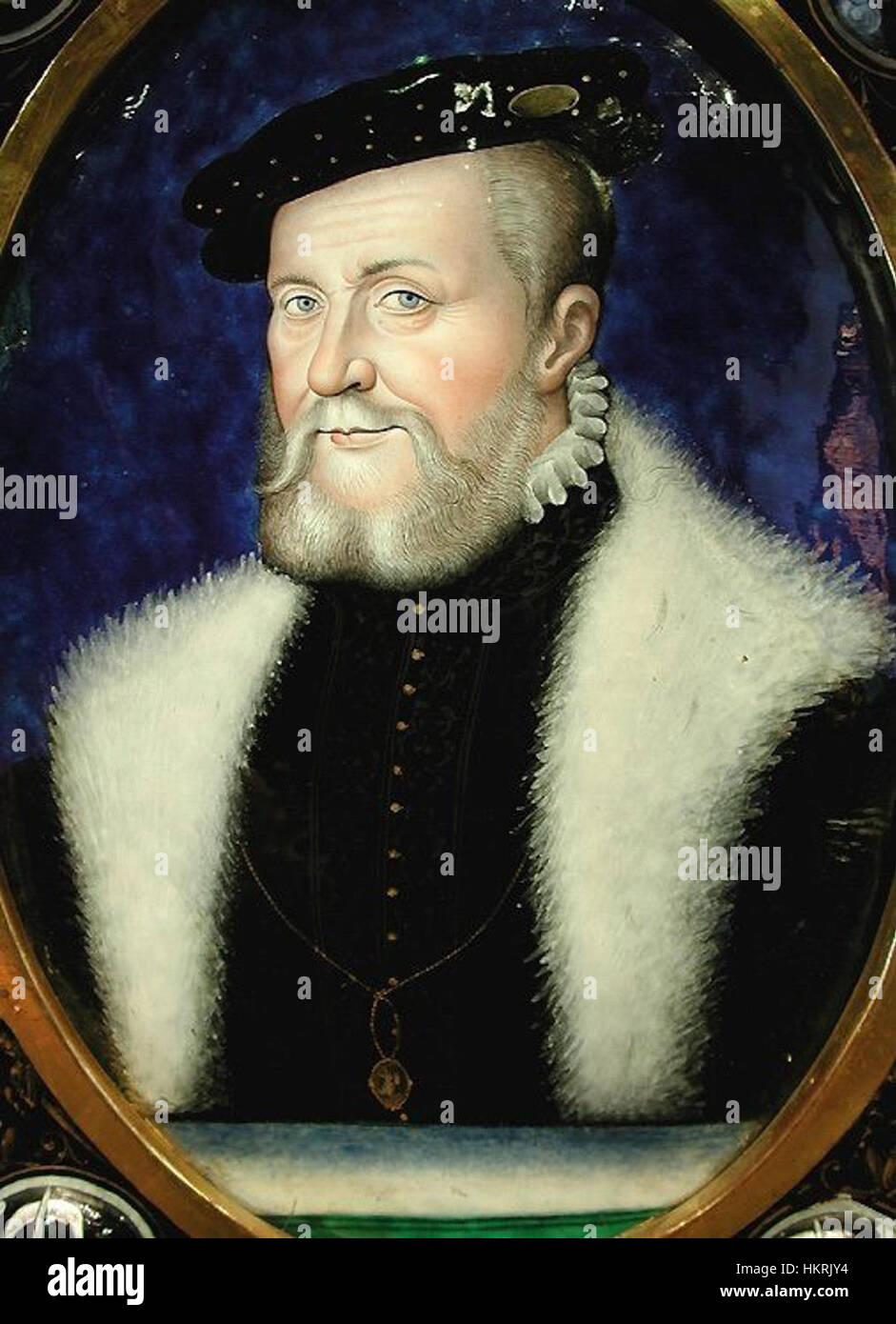 Il dipinto "Clouet-Montmorencyanne" è un ritratto di Anne de Montmorency, che mostra la ritrattistica rinascimentale e l'elegante abbigliamento della nobiltà francese. Foto Stock