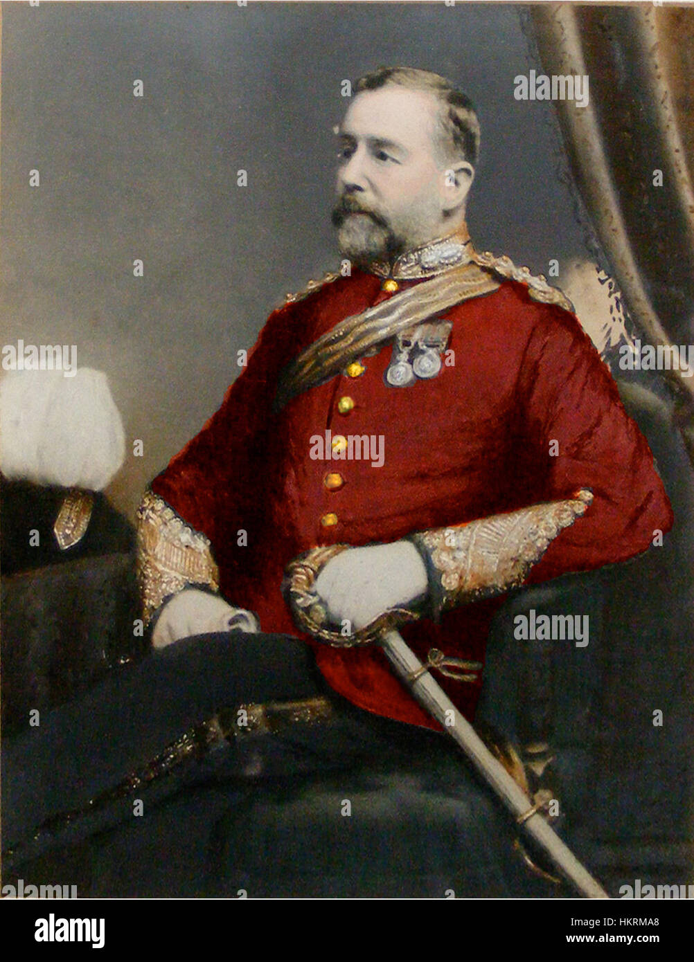 Questo ritratto raffigura il colonnello Thomas Tupper Carter-Campbell di Possil, una figura di spicco nella storia militare scozzese del XIX secolo. L'immagine cattura il suo abbigliamento militare e la sua postura dignitosa. Foto Stock