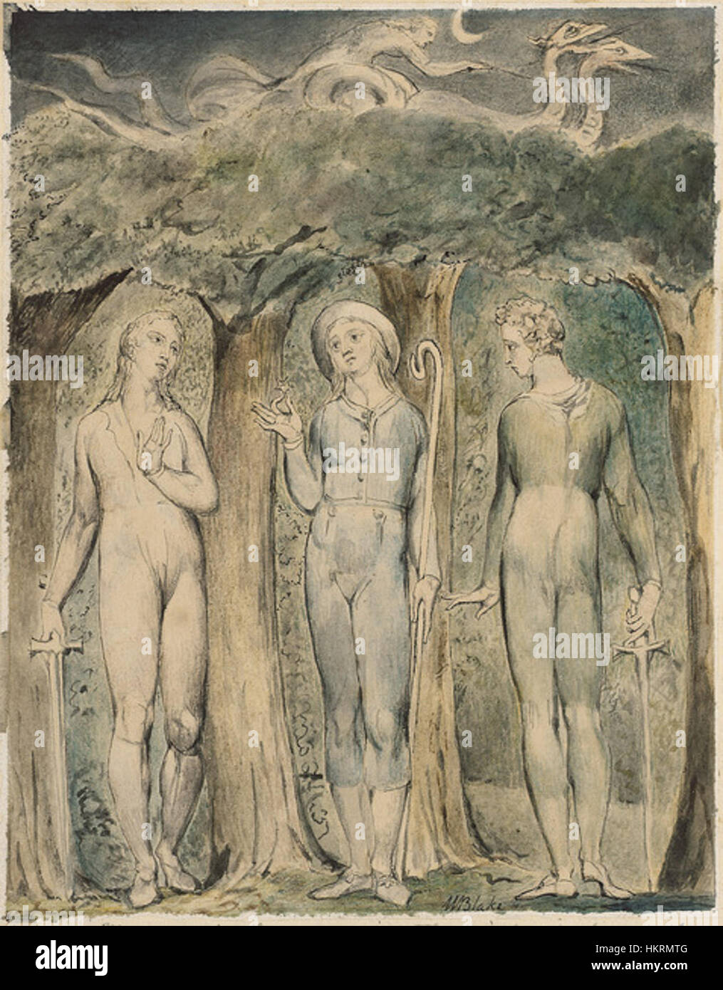 Questa opera d'arte intitolata "ComusButts4" cattura una moderna interpretazione dei temi classici. Il pezzo fonde elementi surrealisti con rappresentazioni classiche, creando un'intrigante giustapposizione di stili ed elementi visivi. Foto Stock