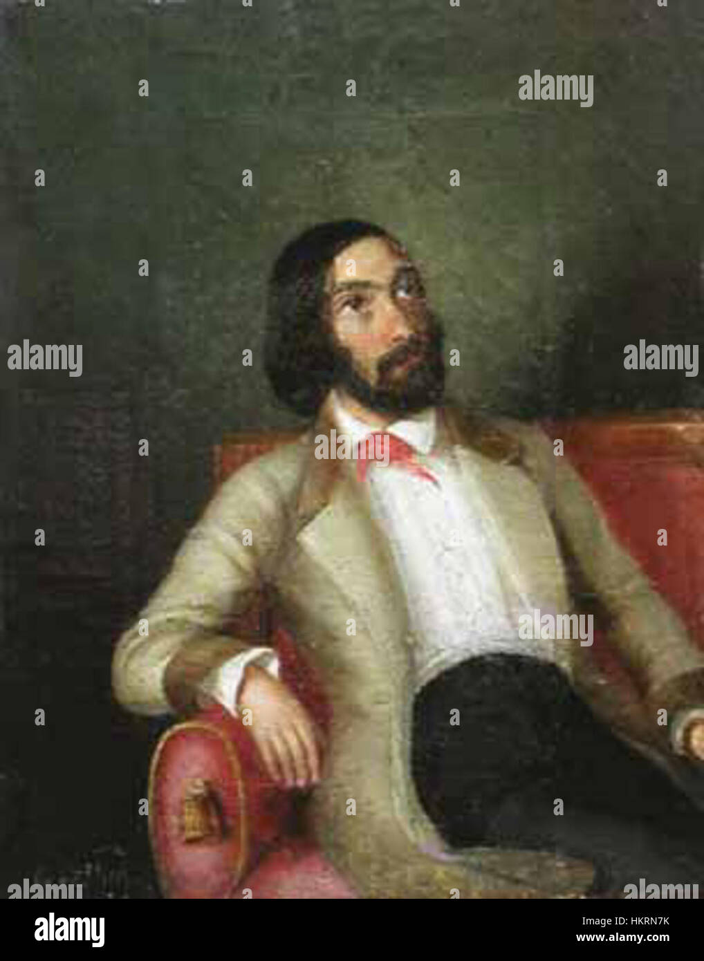 Questo ritratto di Constantin Daniel Rosenthal cattura C. A. Rosetti, una figura chiave della letteratura rumena. Rosenthal era noto per il suo stile espressivo, contribuendo allo sviluppo dell'arte rumena nel XIX secolo. Foto Stock