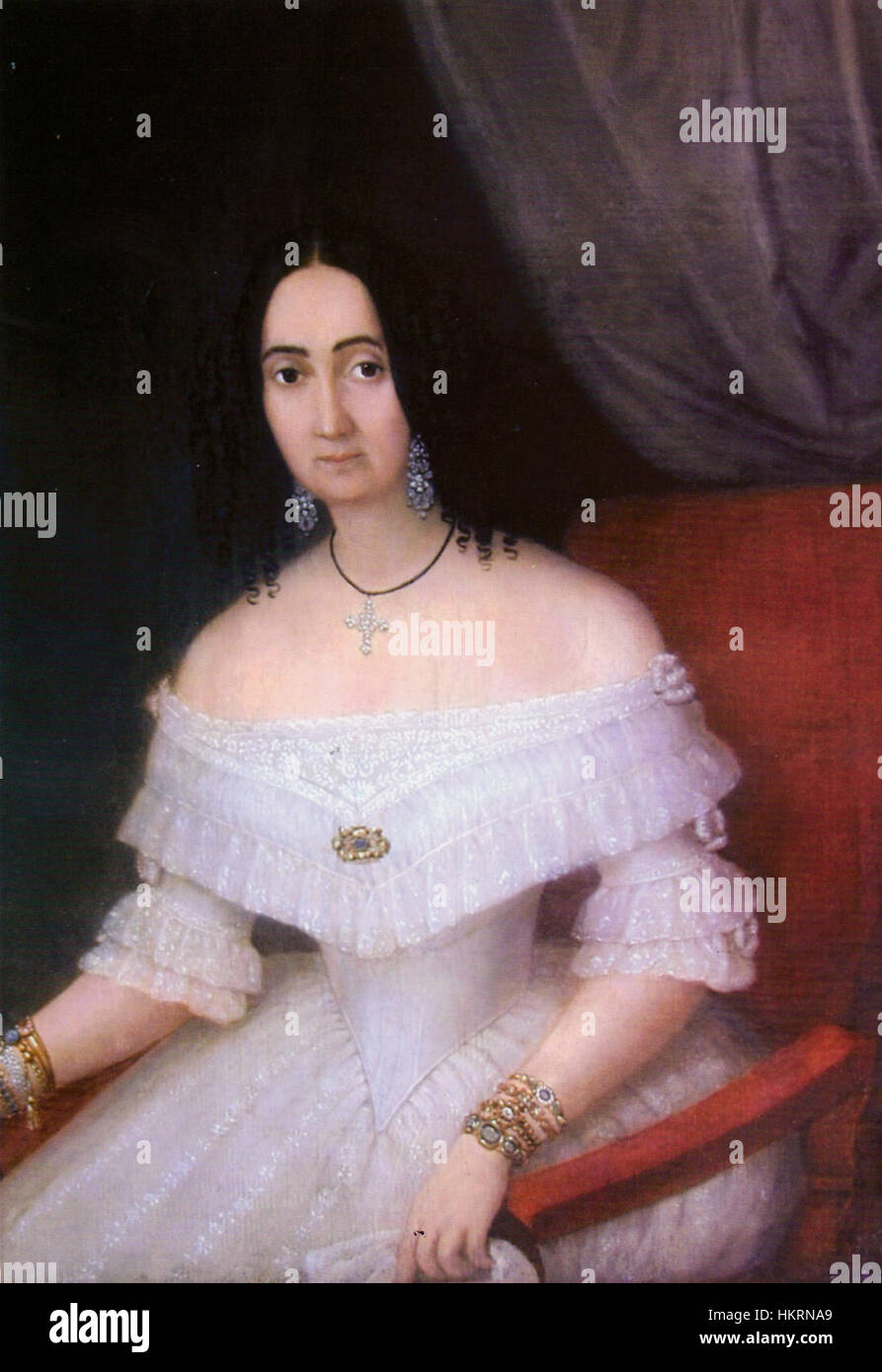 Questo dipinto di Constantin Lecca, intitolato "Caminareasa Ana Vladoianu", ritrae una figura in tradizionale abito rumeno. L'artista cattura il soggetto con eleganza, riflettendo la cultura e l'eredità rumena attraverso il suo stile caratteristico. Foto Stock