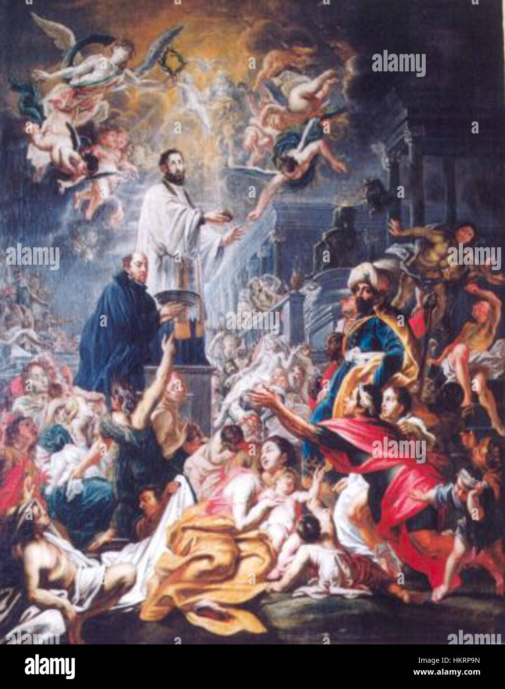 "Francis Xavier Baptizing the Indians" di Cornelis Schut illustra un significativo momento religioso e storico durante gli sforzi missionari nelle Americhe, sottolineando il ruolo dei missionari gesuiti nella diffusione del cristianesimo. Foto Stock "Francis Xavier Baptizing the Indians" di Cornelis Schut illustra un significativo momento religioso e storico durante gli sforzi missionari nelle Americhe, sottolineando il ruolo dei missionari gesuiti nella diffusione del cristianesimo. Foto Stock