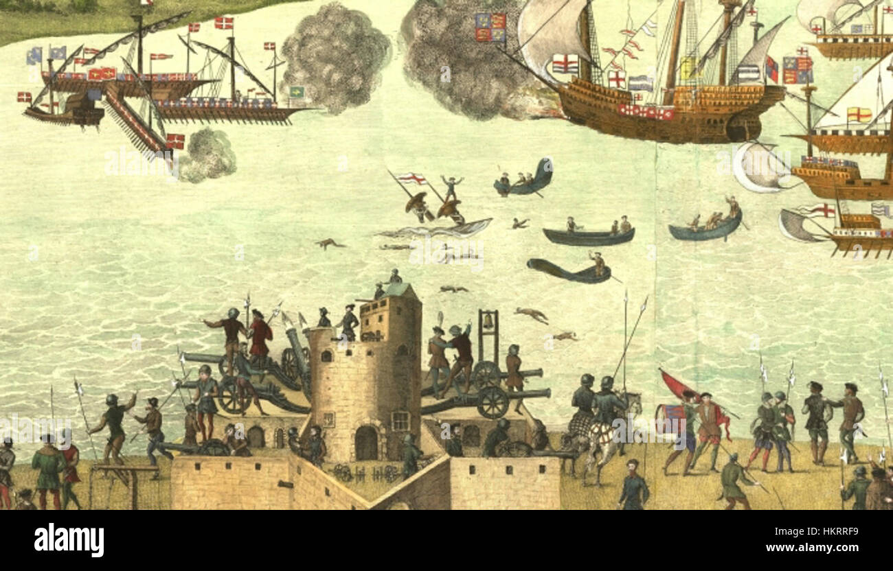 L'incisione Cowdray mostra il drammatico momento in cui una nave affonda, catturando uno storico disastro marittimo con incisioni dettagliate che sottolineano la gravità dell'evento. Foto Stock