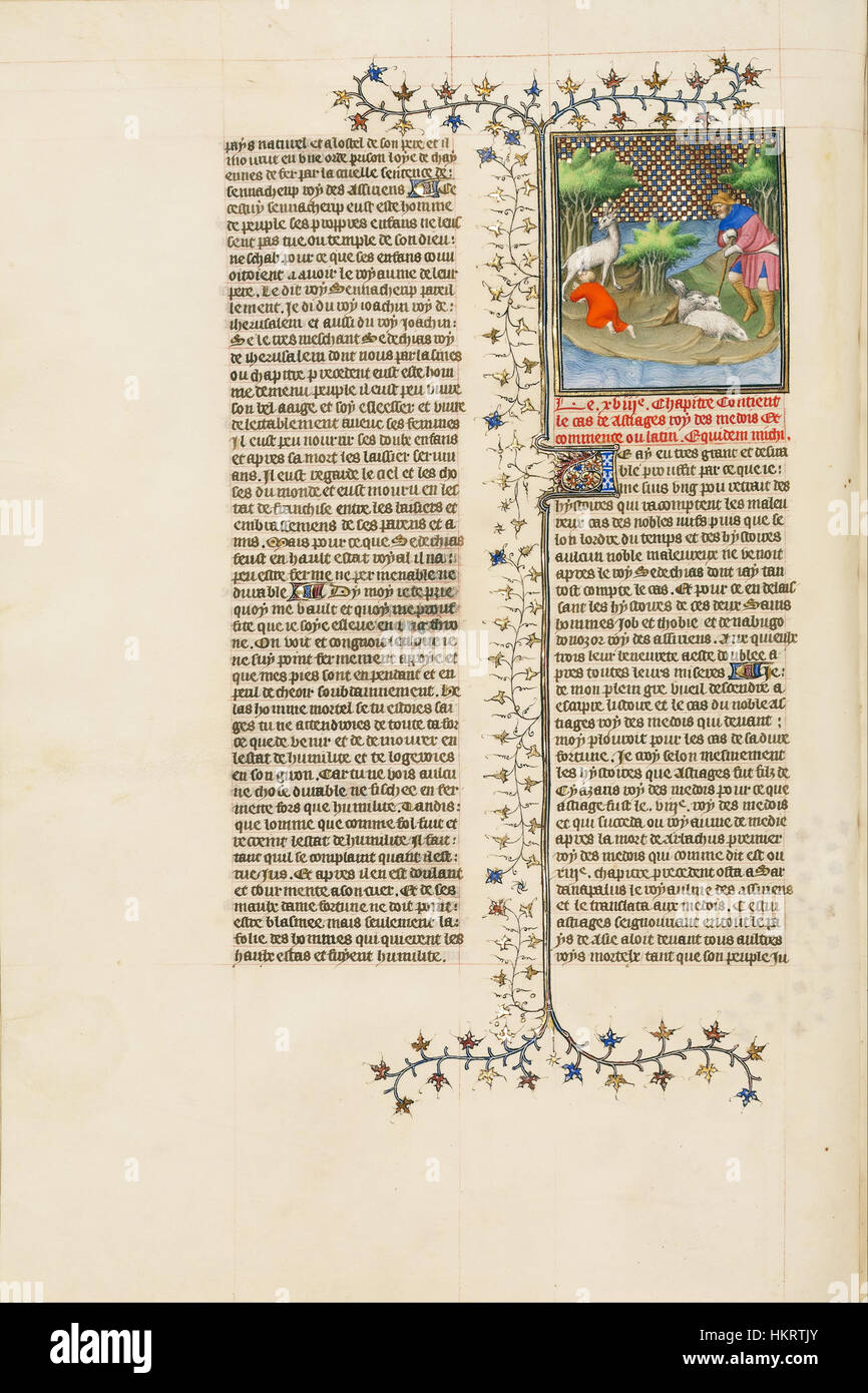 Questa opera d'arte, raffigurante Ciro il grande come un bambino che viene succhiato da un animale selvatico, evidenzia un momento mitologico della sua giovinezza. Il dipinto richiama l'attenzione sulla drammatica narrazione e sugli antichi temi del destino reale. Foto Stock