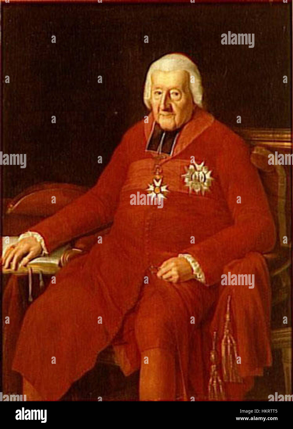 Il ritratto di Jean-Baptiste de Belloy di Dabos cattura il cardinale e diplomatico francese in una posa dignitosa, riflettendo la sua importanza nella storia religiosa e politica francese durante il XVIII secolo. Foto Stock