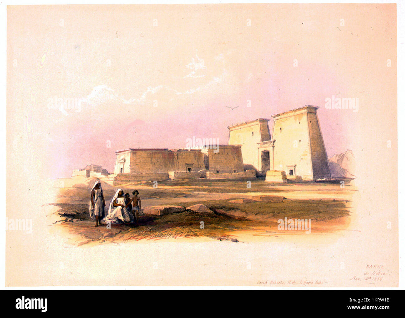 Dakke in Nubia Nov 14 1838-David Roberts Foto Stock