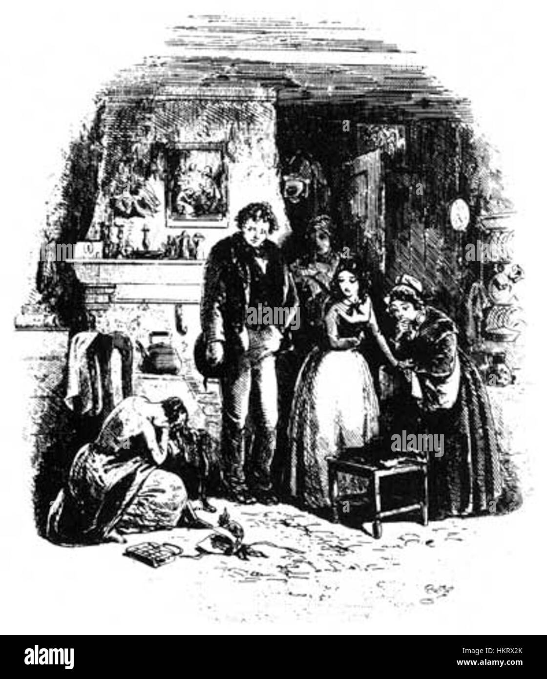 Un dipinto raffigurante David Copperfield e Martha, ispirato al romanzo di Charles Dickens, che mostra i personaggi in un'interpretazione storica e artistica. Foto Stock