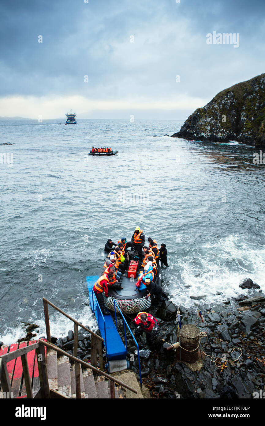 Stella Australis crociera a Capo Horn - dinghy alaggio a Capo Horn isole natonal park Foto Stock
