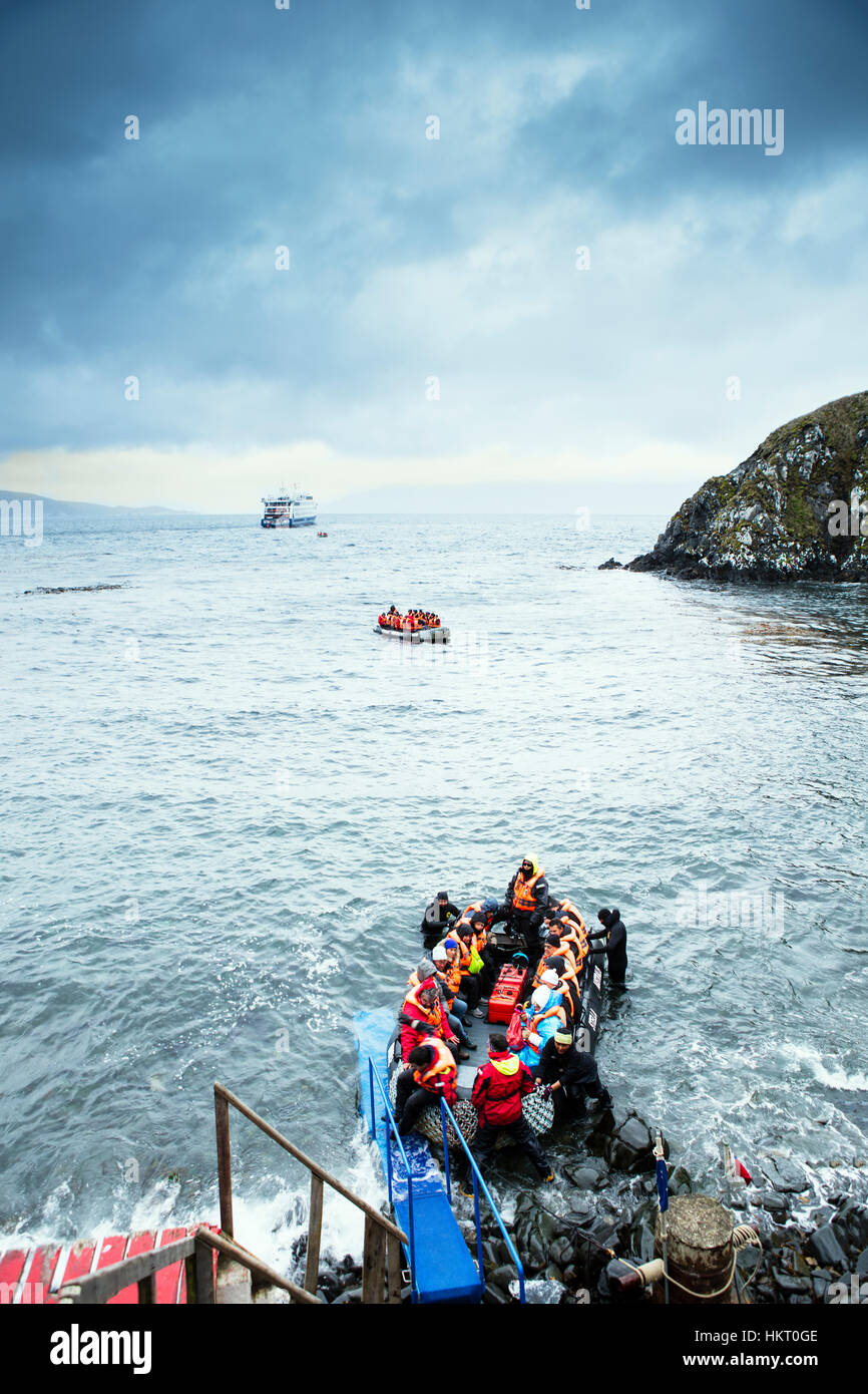 Stella Australis crociera a Capo Horn - dinghy alaggio a Capo Horn isole natonal park Foto Stock